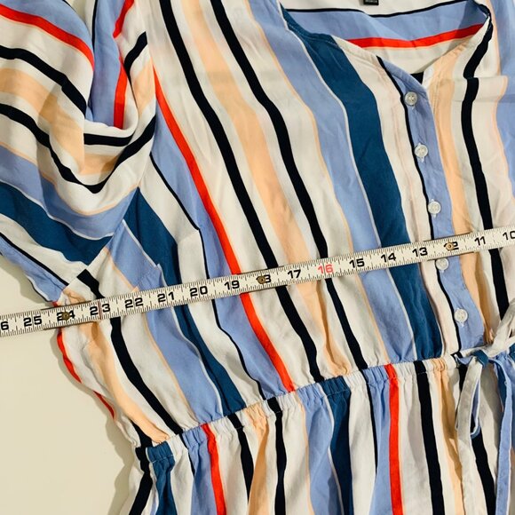 Lane Bryant Size 20 Striped Peplum Button-Front Rayon Blouse With Long Sleeves - Picture 9 of 11